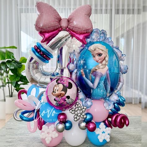 ❄️ 🎀 Minnie & Elsa 🎀 ❄️ Can’t decide between Elsa and Minnie for your birthday? Let us make the decision easy for you with our customised balloon bouquets! Just pick a theme and we’ll do the rest! 🎈🎉 . . . #Lovoballoonbouquets #lovoballoonsandgifts #lovoballoon #balloonbouquet #balloonmarquee #numberballoon #balloonstack #balloonart #premiumballoondisplay #brisbaneballoons #brisbaneballoonartist #balloonartistaustralia #smallbusinessaustralia #ballooninspo #qualatex #qualatexballoons #semper... Princess Balloons, Qualatex Balloons, Balloon Display, Number Balloons, Balloon Art, Balloon Bouquet, Baby Birthday, Balloon Decorations, Bouquets