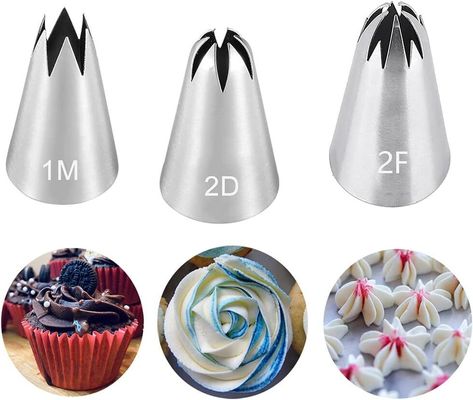 Large Piping Nozzle Tip for Cake Decorating,3 Pcs Icing Piping Tips Cake Piping Nozzles Tips Kit for Baking DIY Cookie Cream Cupcake Decorating,1M 2D 2F Piping Tips Cake, Cupcake Nozzle, Diy Icing, Icing Piping Tips, Professional Cake Decorating, Cupcake Piping, Piping Nozzles, Icing Nozzles, Cake Decorating Icing