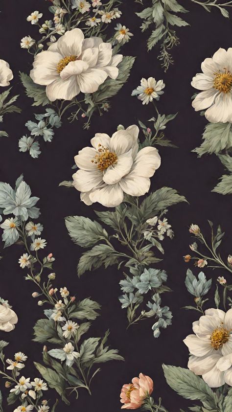 Flowers Phone Wallpaper, Floral Notepad, Vintage Flowers Wallpaper, Classic Wallpaper, Stickers Journal, Flowers Wallpapers, Iphone Wallpaper Photos, Flower Background Wallpaper, Art Wallpaper Iphone