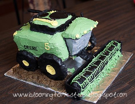 Blooming Homestead: The Birthday Cake Combine Birthday Cake, Combine Harvester Cake, Cake With Dinosaurs, Combine Cake, Farm Cakes, John Deere Cake, 9th Birthday Cake, Awesome Boy, Rectangle Cake