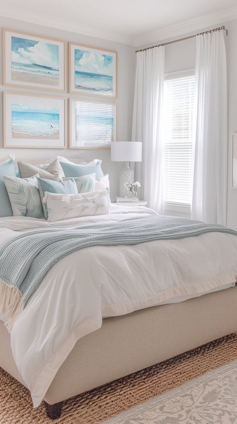 15 Aesthetic Coastal Bedroom Ideas For A Dreamy Retreat - Planted Shack Coastal Bedroom Inspiration, Richmond House, Seaside Bedroom, Coastal Bedroom Ideas, 15 Aesthetic, Aesthetic Coastal, Beach Cabana, Driftwood Decor, Coastal Bedrooms