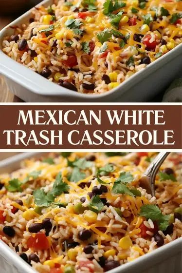 Mexican White Trash Casserole is a simple, flavorful dish that’s perfect for weeknights. Made with rice, beans, salsa, and cheese, it’s an easy, satisfying meal you can make in just 35 minutes. Try this crowd-pleasing recipe and save it for those busy nights! Follow us for more easy weeknight dinner ideas! Mexican Dinner For A Crowd, Mexican Food Recipes For Potluck, Mexican Food For A Crowd, Casseroles For A Crowd Main Dishes, Mexican Potluck Ideas, Vegan White Bean Chili Recipe, Mexican Side Dishes Easy, Trash Casserole, Casseroles For A Crowd