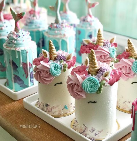 @lulukaylacupcake on Instagram: “We are totally in love with all the magical things here, heck yes! ******************************************** WHATSAPP ORDER 0878 5550��…” Unicorn Mini Cake, Mini Mermaid Cake, Mini Cakes Ideas Birthday, Small Cakes Ideas Minis, Mini Unicorn Cake, Savory Cakes, Salty Cake, Magical Things, Mermaid Cakes