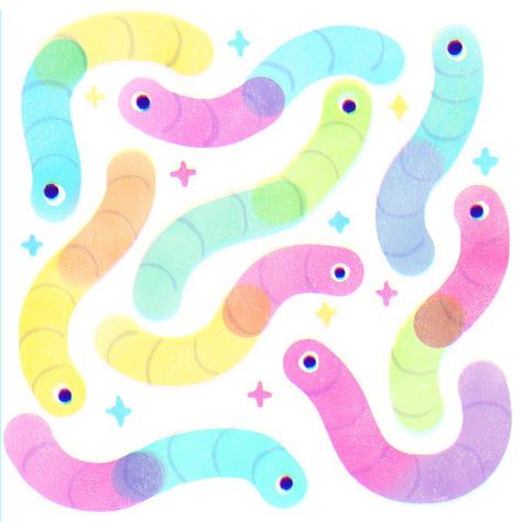 Worm Drawing, Gummy Worm, Kawaii Crafts, Gummy Worms, Food Props, Art Reference Photos, Drawing Reference, Art Inspo, Art Reference