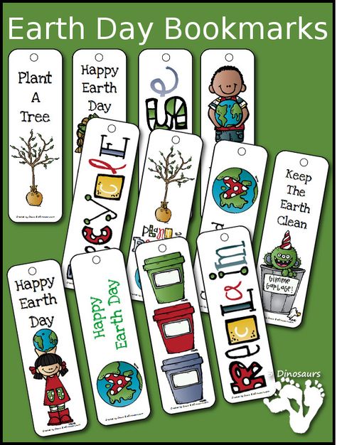 FREE Earth Day Bookmarks                                                                                                                                                                                 More Earth Day Bookmarks, Bookmarks For Kids, Recycling Activities, Themed Bookmarks, Earth Week, Earth Day Projects, Day Earth, Tree Day, Earth Day Crafts