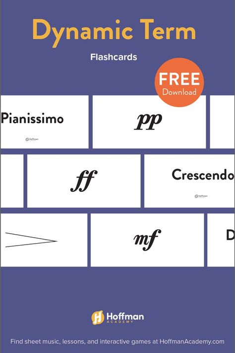 Flashcards for Learning Music Dynamics. Music Terms, Beginner Piano, Printable Flashcards, Free Piano, Reference Sheet, Printable Flash Cards, Italian Words, Piano Teaching, How To Say