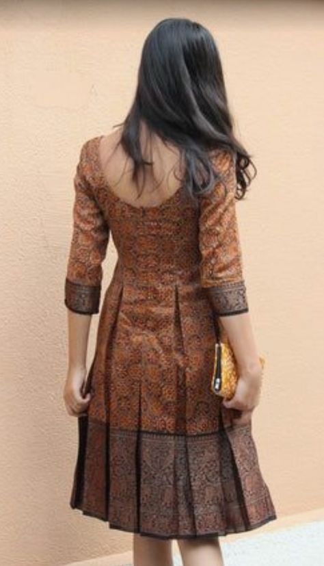 Pattu Short Frocks For Women, Saree To Kurti Convert, Kalamkari Dresses Kurti, Mogra Designs, Indian Western Dress, Velvet Dresses Outfit, Mosaic Dress, Short Frocks, Kalamkari Dresses