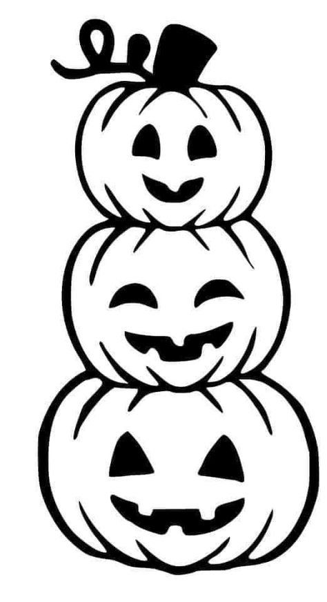 Three Pumpkins Stacked, Fun Painting Techniques, Pumpkin Art Ideas, Easy Halloween Drawings, Strašidelný Halloween, Cute Halloween Drawings, Veselý Halloween, Pumpkin Drawing, Halloween Stencils