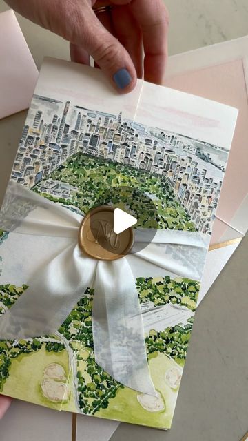 Katy 💌 Lewes Lettering Co. | The most fabulous watercolor jacket for Morgan and Matthew’s New York City wedding!🗽

Watercolor by @samimanciniart 

#nycwedding... | Instagram Invitation Jacket, City Wedding Invitations, 2026 Wedding, Wedding Invitation Watercolor, Watercolor Wedding Invitation, Wedding Watercolor, New York City Wedding, Watercolor Wedding Invitations, Wedding Calligraphy