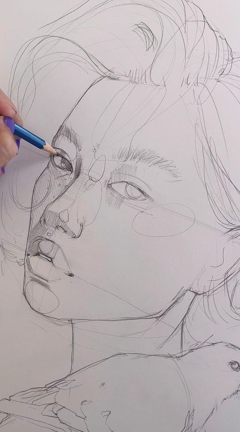 Ideas For Sketchbook Drawings, Figure Sketching Fashion, How To Do A Portrait Drawing, How To Make Portrait Sketch, Portrait How To Draw, Tutorial Portrait Drawing, Tips For Sketching, Portrait Sketching Tutorial, Creative Portrait Drawing Ideas