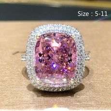 Wish - Shopping Made Fun Pink Sapphire Diamond Ring, Luxury Engagement Rings, Pink Diamond Ring, Real Diamond Rings, Pink Sapphire Ring, Princess Cut Rings, Mens Engagement, Bridal Engagement Rings, Rhinestone Ring