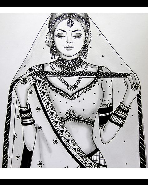 How to draw a Beautiful Traditional Bride Very Easy | Bride Drawing | girl drawing Indian Bride Drawing, Bridal Drawing, Bride Sketch, Mehandi Ideas, Bride Drawing, Figure Sketch, Easy Toddler Hairstyles, Durga Picture, Pencil Drawing Images