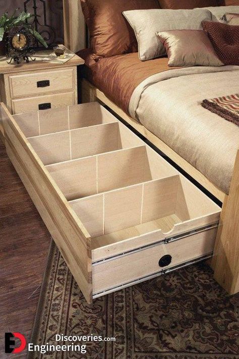 Hickory Bedroom Furniture, Farmhouse Storage Bed, Under Bed Organization, Diy Storage Bed, King Storage Bed, Hickory Furniture, Hickory Nc, Diy Bed Frame, Pallet Furniture Bedroom