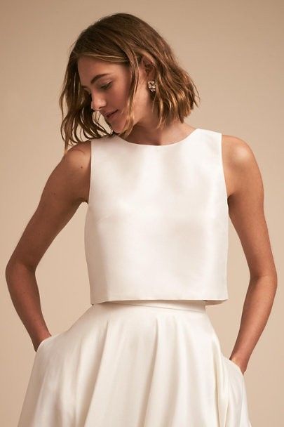 Bhldn Dress, Two Piece Wedding Dress, Bridal Tops, Minimalist Wedding Dresses, Bridal Separates, Wedding Dresses Bridesmaids, Wedding Dress Chiffon, Evening Dresses For Weddings, Brides Wedding Dress