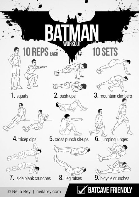 batman workout Inner Leg Workout, Assassins Workout, Batman Training, Batman Workout, Neila Rey Workout, Hero Workouts, 100 Workout, Superhero Workout, Good Motivation