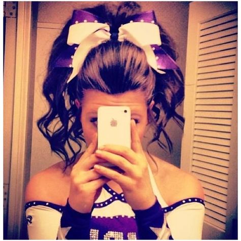 • Cheer Hair ❤ liked on Polyvore Cheerleader Hairstyles, Ponytail With Curls, Cheer Ponytail, Curled Ponytail, Competition Hair, Cheer Workouts, Cheerleading Hairstyles, Cheer Hair, Cheer Stunts