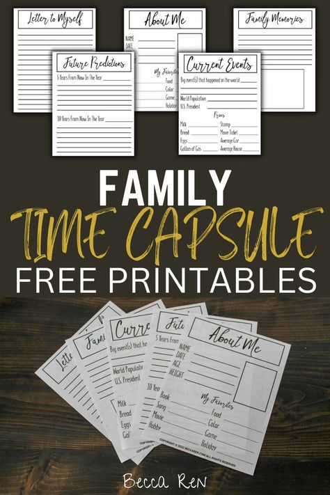 family time capsule Time Capsule Kids, Family Time Capsule, Time Capsule Ideas, Family Activities Kindergarten, Family Activities Preschool, New Years Eve Traditions, Free Family Activities, New Years Eve Day, Family Bonding Activities