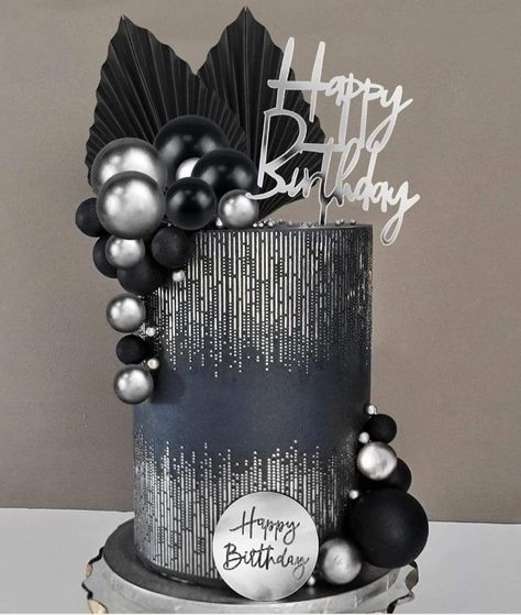 Cakes For 50th Birthday, Black Cake, 50th Birthday, Cake, Birthday, Grey, Silver, Quick Saves, Black