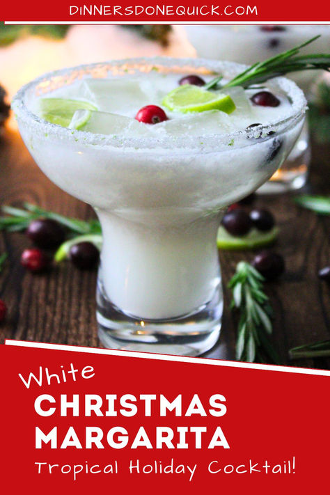 Shake up your holiday parties with a White Christmas Margarita! This festive cocktail blends blanco tequila, coconut milk, and lime juice for a holiday tropical twist. With its sugared rim, rosemary sprigs, and bright cranberries, this holiday margarita recipe is perfect for Christmas Eve and festive gatherings with friends. Click for the ultimate Christmas party drink recipe and add a touch of sunshine to your winter celebrations! #WhiteChristmasMargarita #HolidayCocktails #ChristmasDrinks Winter Margarita Recipe Holiday Drinks, Coconut Christmas Margarita, Christmas Holiday Drinks With Tequila, White Christmas Margaritas, Mexican Christmas Cocktails, White Tequila Cocktails, White Margarita Christmas, Tropical Christmas Cocktails, White Christmas Margarita Recipe