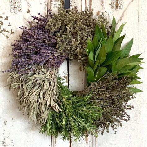 Buy Herb Wreaths for the Home - Creekside Farms Natural Wreaths, Herb Wreath, Classic Wreath, Dried Wreath, Lavender Herb, Modern Wreath, Lavender Wreath, Kitchen Herbs, Dried Flower Wreaths