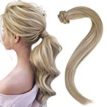 Check this out! Hair Dark Blonde, Blonde Pony, Human Hair Ponytail Extensions, Wrap Around Ponytail, Blonde Ponytail, Bleaching Your Hair, Ash Blonde Highlights, Blonde Hair Extensions, Pony Tails