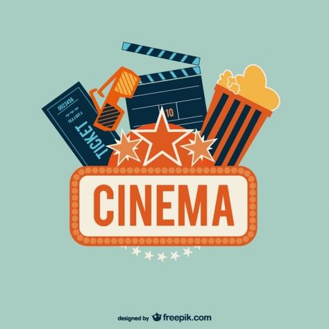 Cinema logo with popcorn Premium Vector | Premium Vector #Freepik #vector #banner #vintage #design #template Deco Cinema, Weekend Night, Jean Renoir, Cinema Design, Film Logo, Cinema Art, Bollywood Cinema, Cinema Posters, Movie Themes