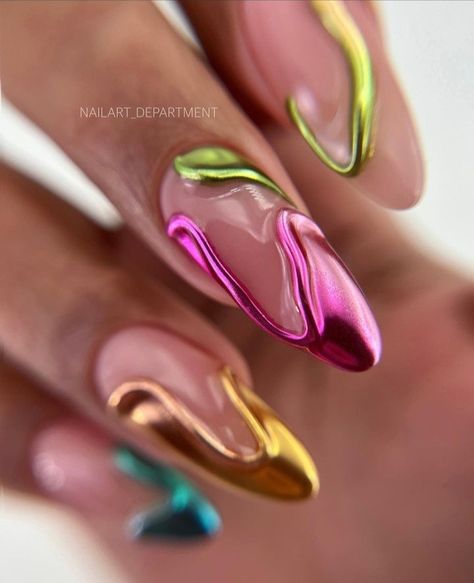 Pink Chrome Nail, Chrome Nail Design, Pink Chrome Nails, Pink Chrome, Chrome Nail, Dope Nail Designs, Nail Fashion, Top Nail, Glam Nails