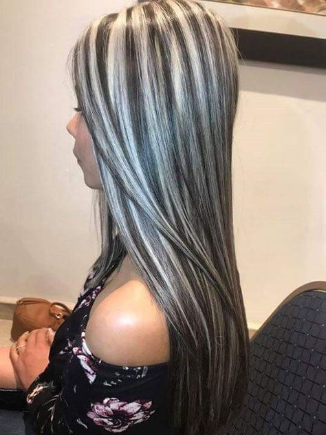 Dark Chocolate Brown Hair With Platinum Highlights, Hair Color With Highlights 2023, Icy Ash Blonde Hair With Lowlights, Platinum Blonde With Black Highlights, Blonde With Black Lowlights, Blonde Hair With Black Lowlights, Blonde Hair Black Highlights, Blonde With Black Highlights, Black And Blonde Highlights