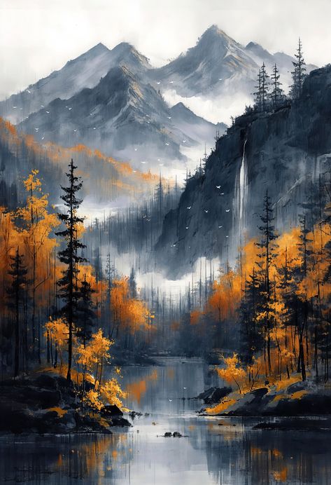 Landscape Art Painting, Pretty Landscapes, Cool Wallpapers Art, Fantasy Art Landscapes, Landscape Wallpaper, Diy Art Painting, Canvas Art Painting, Fantasy Landscape, Scenery Wallpaper