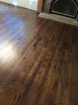 Red Oak Floors with  Minwax Jacobean.  Beautiful! Hardwood Floor Stain Colors, Oak Floor Stains, Floor Stain Colors, Wood Floor Stain Colors, Red Oak Hardwood Floors, Wood Floor Colors, Jacobean Stain, Red Oak Floors, Red Oak Hardwood