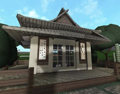 justine_early on instagram Chinese Bloxburg House, Bloxburg Japanese Restaurant, Japanese Home Bloxburg, Zaibatsu Roblox Apartment, Japanese Bloxburg Town, Traditional Japanese House Bloxburg, Bloxburg Korean House, Japanese Decals Bloxburg, Bloxburg Japanese Decals