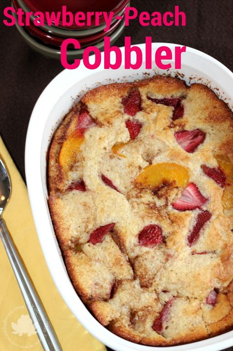 Strawberry-Peach-cobbler Strawberry Peach Cobbler, Strawberry Cobbler Recipes, Strawberry Cobbler, Cobbler Easy, Fruit Cobbler, Peach Desserts, Peach Cobbler Recipe, Cobbler Recipe, Peach Recipe