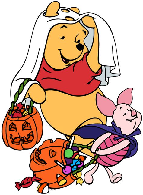 Clip art of Winnie the Pooh and Piglet trick-or-treating #disney, #winniethepooh, #piglet, #poohandpiglet, #halloween Halloween Winnie The Pooh, Pooh Halloween, Winnie The Pooh Drawing, Winnie The Pooh Halloween, Winnie The Pooh And Piglet, Dulces Halloween, Pooh And Piglet, Winnie The Pooh Pictures, Halloween Clips