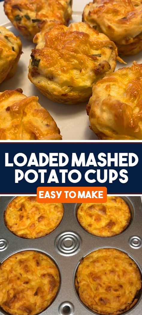 Mashed Potatoes Cups Muffin Tins, Loaded Potato Kegs, Loaded Mashed Potatoes In Muffin Tin, Mashed Potato Muffin Tin Recipes, Loaded Mashed Potato Cups In A Muffin Tin, Loaded Mash Potato Cups, Loaded Mashed Potato Bites, Things To Do With Leftover Mash Potatoes, Loaded Mashed Potato Cups