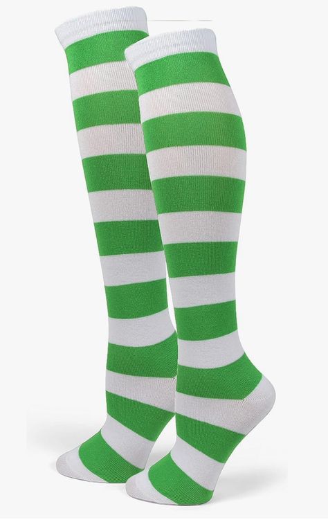 Amazon: PolyMedea Elite Quality Colorful Soft Cotton Women's Striped Knee High Socks Strawberry Shortcake Costume, Striped Knee High Socks, Striped Stockings, Green Socks, Striped Tights, White Tights, Halloween 2024, Long Socks, Striped Socks