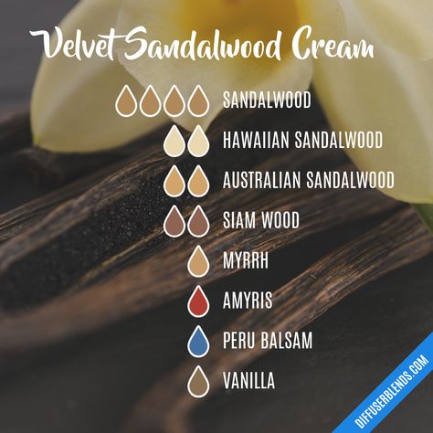 Velvet Sandalwood Cream Cashmere Woods Essential Oils, Sandalwood Essential Oil Blends, Candle Fragrance Recipes, Fragrance Recipes, Pot Potpourri, Scent Recipes, Essential Oil Mixtures, Sandalwood Perfume, Essential Oil Perfumes Recipes