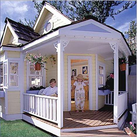 Victorian Playhouse, Cottage Playhouse, Luxury Playhouses, Build A Playhouse, Wendy House, Country Porch, Cubby Houses, Playhouse Outdoor, Fairy Tales For Kids