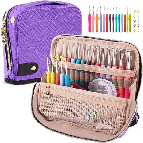 Amazon.com: MYBAGZING Crochet Hook Case with 14 Size Crochet Hooks Set 2mm(B)-10mm(N) Ergonomic Crochet Hooks with Crochet Case Stand Up - Crochet Hook Organize for Crochet Lovers, Crochet Kit for Beginners Crochet Needle Case, Crochet Hook Organizer, Crochet Hook Holder, Crochet Organizer, Ergonomic Crochet Hook, Crochet Hook Case, Crochet Case, Crochet Storage, Yarn Storage