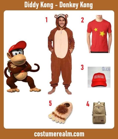 Dress Like Diddy Kong Costume Guide For Halloween & Cosplay Donkey Kong Costume, Lanky Kong, Costume Guide, Diddy Kong, Go Bananas, Costume Diy, Creative Valentines, Diy Valentines Crafts, Red Cap