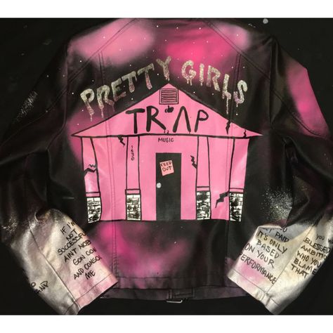 Pretty Girls Like Trap Music Hand Painted Leather Pink Trap House Back 🌸🏚🎨Custom Cloth . . . . . . . #customleatherjacket #handpainted #handcrafted #prettygirls #prettygirlsliketrapmusic #leatherjacket #trap #artfashion #traphouse #motorcyclejacket #artfashion #pink #pinke #stove #cooking #eggs #cheetah #art #glitter #trapmusicmuseum Pink Trap House Aesthetic, Trap Party Ideas, Trap House Aesthetic, Pink Trap House, Trap Princess, Gangsta Girl Quotes, Pretty Girls Like Trap Music, Trap Aesthetic, Cheetah Art