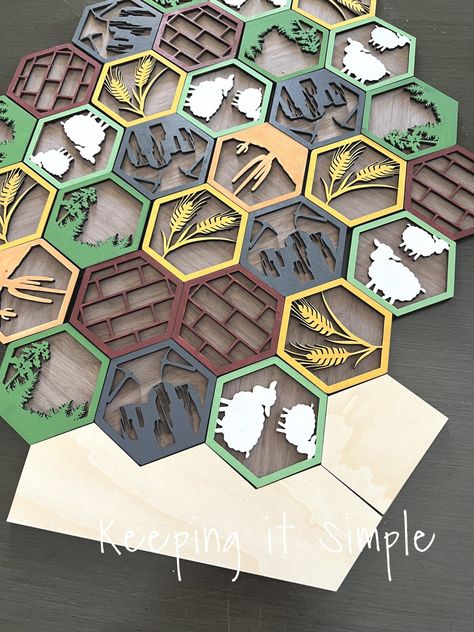 DIY Wood Settlers of Catan Board Made with xTool M1 - Keeping it Simple Christmas Pallet Projects, Make Your Own Board Game, Diy Board Games, Board Game Ideas, Gratitude Game, Catan Board, Diy Laser Cut, Wood Art Diy, Board Game Pieces