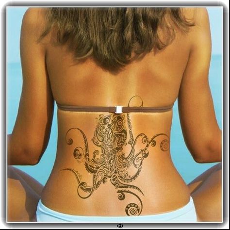 . Octopus Thigh Tattoos, Lower Back Tattoo Designs, Tattoo Pierna, Chris Garver, Tramp Stamp Tattoos, Octopus Tattoo Design, Octopus Tattoos, Girl Back Tattoos, Tattoos Mandala