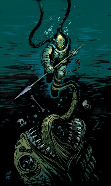 Deep Sea Diver Art, Siren Art, Tomer Hanuka, Diver Art, Otto Schmidt, Sea Tattoo, Deep Sea Diver, Sea Diving, Deep Sea Diving