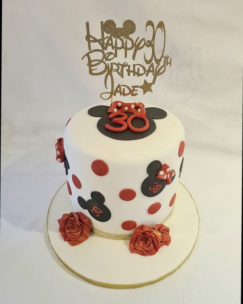 Disney 30th Birthday Cake, Disney Birthday Cakes For Adults, Disney Cakes For Adults, Dirty 30 Birthday Party, Mickey Birthday Cakes, Disney Themed Cakes, 30 Cake, 30th Birthday Cake, Birthday Cake For Mom