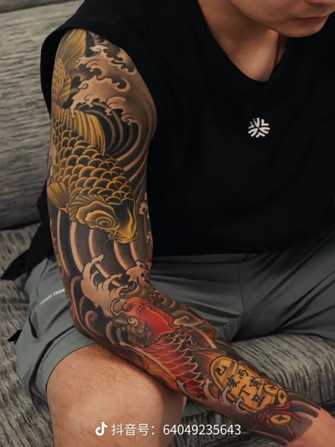 Irezumi Arm Tattoo, Japanese Colour Tattoo, Japan Arm Tattoo, Wind Bars Tattoo, Irezumi Tattoos Sleeve, Japan Tattoo Traditional, Koi Japanese Tattoo, Japanese Neo Traditional Tattoo, Hayley Tattoo