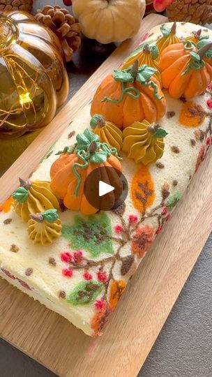 121K views · 4K reactions | Autumn Cake Roll 🍂🍂🍂..It’s been a while since I made a new cake roll design and instead of the usual all over pattern I went for a placement print. It rolled up beautifully and the cake roll had to be topped with pumpkins 🎃🎃🎃 would love to know if you want to see more cake roll designs ???..Would you like to make this gorgeous autumnal cake roll? This cake roll recipe can be found on my blog. Link in bio...Alternatively you can COMMENT - ‘cakeroll’ i will dm you the recipe link. ..#cakeroll #autumnvibes #autumn #homemade #cakeideas #cake #cakedecorating #swissroll #treats #recipe #tutorial #love #food #bakingvideo #bakers #foodlover #easydessert  #tasty #dessert #video #inspiration #instagood #reels #reelsinstagram | OH CAKES Patterned Pumpkin Roll, Thanksgiving Pumpkin Roll, Cake Roll Design, Autumnal Cake, Decorated Cake Roll, Autumn Cake, Pumpkin Rolls Recipe, Cake Rolls, Cake Roll Recipes