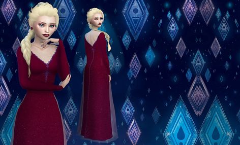 Elsa Into The Unknown, New Modern Dress, Sims Princess, Sims Disney, Elsa Outfit, Frozen 2 Elsa, Sims Packs, Fur Dress, Sims 4 Teen