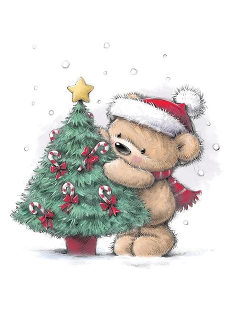 Xmas Drawing, Christmas Teddy Bear, Christmas Card Art, Christmas Gift Card, Christmas Canvas, Wood Christmas Ornaments, Christmas Bear, Diy Christmas Cards, Christmas Drawing