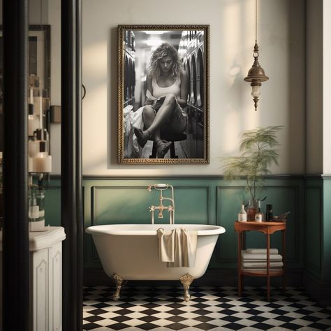 Girl Waiting in a Laundromat, Photo Wall Art, Artistic Black and White Poster - Etsy Victorian Bathroom Vintage, Parisian Bathroom, Estilo Kitsch, Laundry Room Wall Art, Vintage Bathroom Decor, Art Deco Bathroom, Victorian Bathroom, Bad Inspiration, Cottage Bathroom