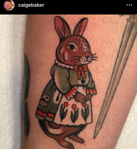 Traditional Tattoo Rabbit, Peter Rabbit Tattoos, Traditional Tattoo Animals, Tattoo Artist Business Cards, Traditonal Tattoo, Sheep Tattoo, Bunny Tattoo, Funky Tattoos, Tattoo Board